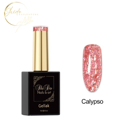 ShidoNails & Art glitter gellak Calypso Zalm – vegan zalmroze glitter gellak, hema-vrij.