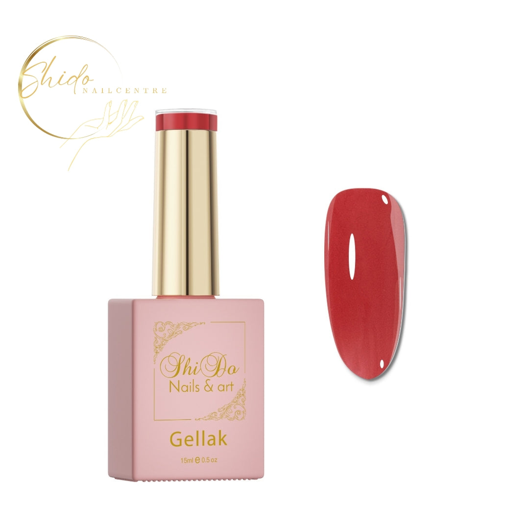 Shidonails Rubberbase gel met rode tint erin voor het verstevigen van de natuurlijke nagels.