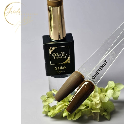 CHESTNUT – ShidoNails® – warm chocolade bruin nude gellak voor feestelijke nagels