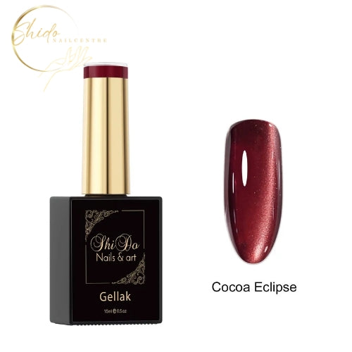 Cocoa Eclipse – ShidoNails® – Bruin en cherry cateye gellak. De nieuwste 2025/2026