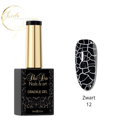  Cracklelak zwart - ShidoNails - Super effect droogt aan de lucht
