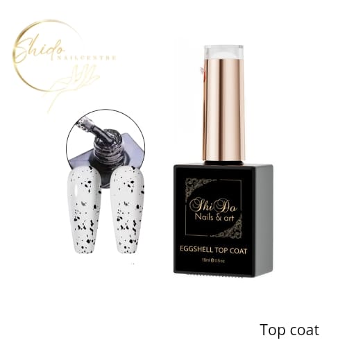 Eggshell Top Glans – ShidoNails® – Hoogglans gellak met zwarte spikkels