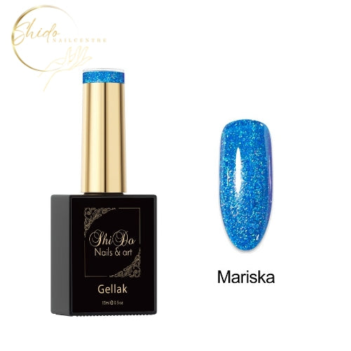 hologram blauwe gellak- volle dekking op zacht blauwe ondergrond en rijke diepe kleur van Shidonails & Art