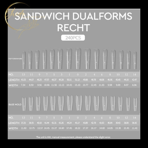 Sandwich Dual Forms – ShidoNails® - Recht– Dual Forms voor nagelverlenging