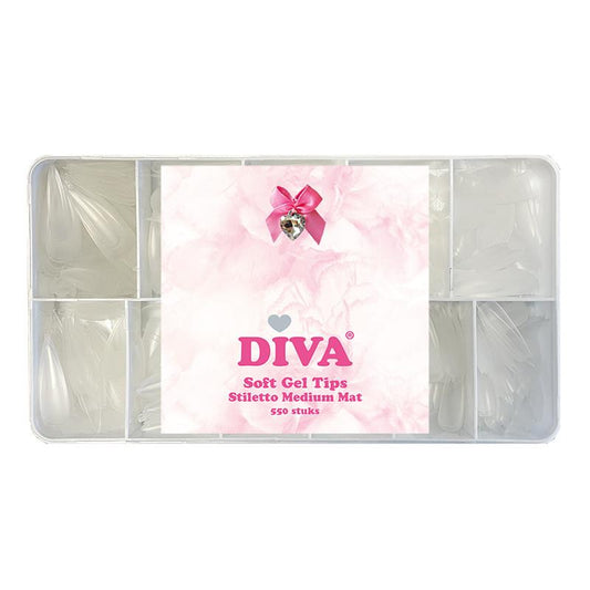 Diva Soft Gel Tips Stiletto Medium Mat